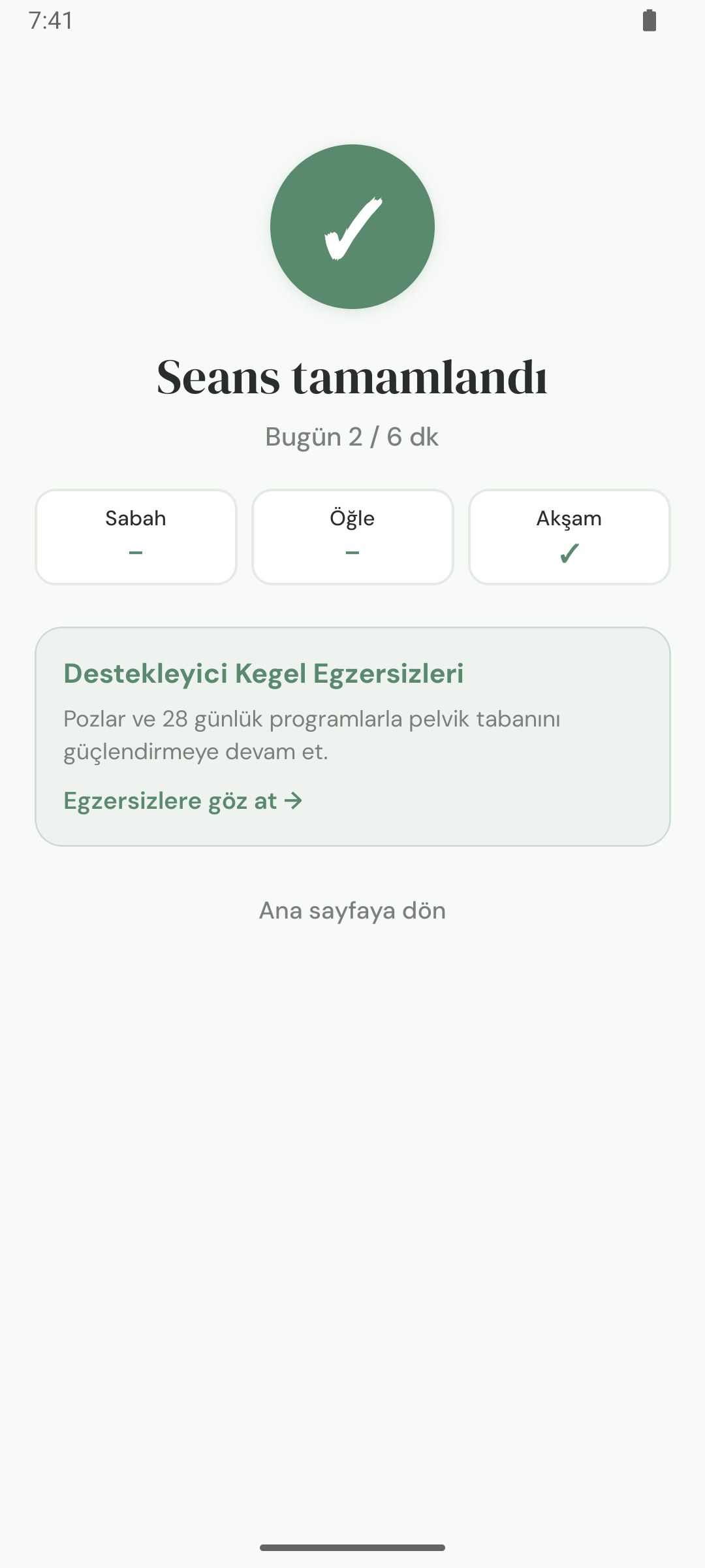 Seans tamamlandı